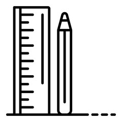 Ruler pencil icon. Outline ruler pencil vector icon for web design isolated on white background