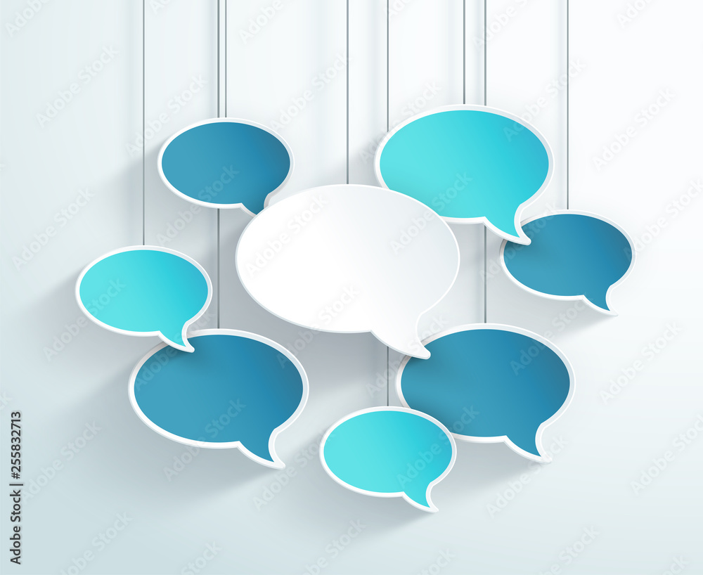 Poster Speech Bubbles Hanging On Strings Colorful 3d Vector