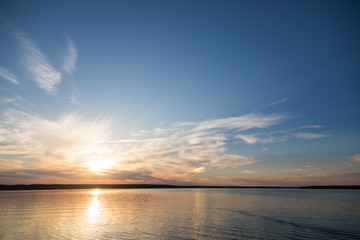 Fototapeta premium sunset over lake