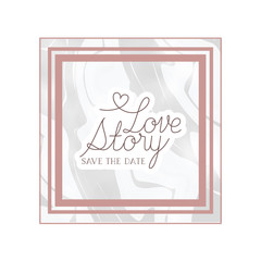 love story label with marble texture