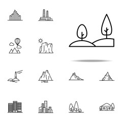 hills icon. Landspace icons universal set for web and mobile