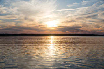 sunset over lake