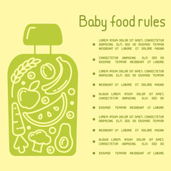 Concept of baby food rules poster. There is space for your text. Suitable for advertising