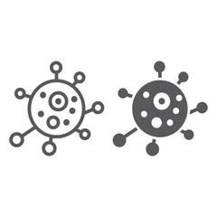 Virus line and glyph icon, bacterium and biology, microbe sign, vector graphics, a linear pattern on a white background.
