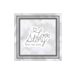 love story label with marble texture