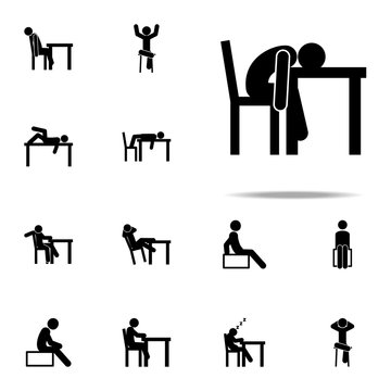 exhausted, man, sleeping icon. Man Sitting On icons universal set for web and mobile