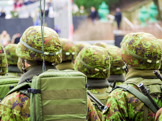 Army soldiers marching on the streets 