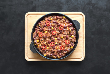 Quinoa red bean chili. Mexican spicy dish. 