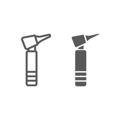 Otoscope line and glyph icon, medicine and equipment, hospital tool sign, vector graphics, a linear pattern on a white background.