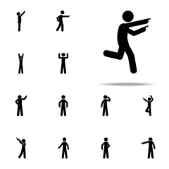man run, finger icon. Man Pointing Finger icons universal set for web and mobile