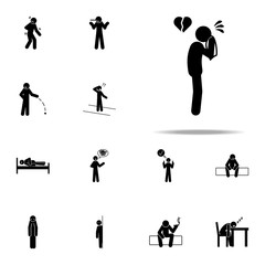 heartbreak, man icon. Negative Character icons universal set for web and mobile