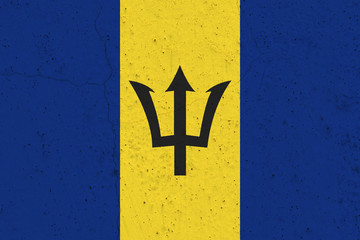 Barbados flag on concrete wall