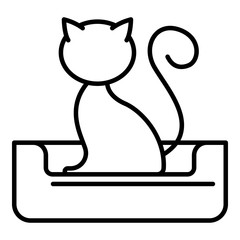 Cat on bed icon. Outline cat on bed vector icon for web design isolated on white background