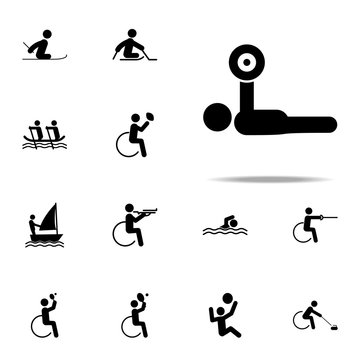 Disabled Sport Powerlifting Icon. Paralympic Icons Universal Set For Web And Mobile