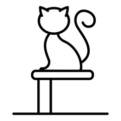 Cat on stand icon. Outline cat on stand vector icon for web design isolated on white background