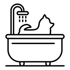 Dog take a bath icon. Outline dog take a bath vector icon for web design isolated on white background