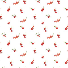 seamless pattern of watercolor red currant 