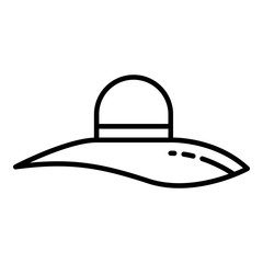 Beach woman hat icon. Outline beach woman hat vector icon for web design isolated on white background
