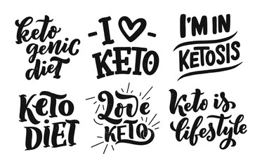 Sketch lettering for keto diet, doodle style concept design. Hand drawn illustration.