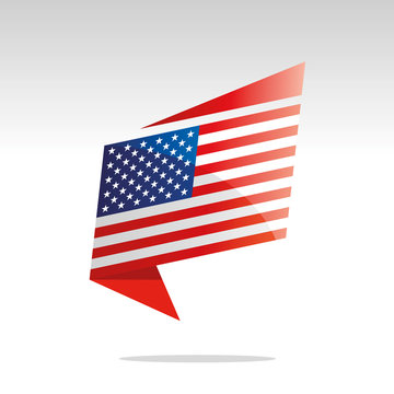New abstract USA flag origami logo icon button label vector
