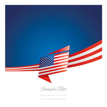 New abstract USA flag ribbon origami blue background vector