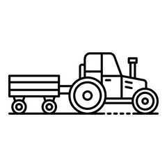Tractor with trail icon. Outline tractor with trail vector icon for web design isolated on white background