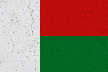 Madagascar flag on concrete wall