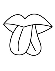 くちびる舌2線(線画)