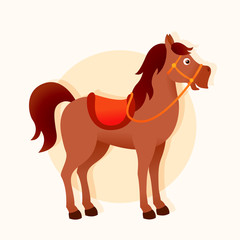 Cartoon horse, cute isolated character, vector illustration for children
