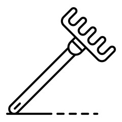 Garden rake icon. Outline garden rake vector icon for web design isolated on white background