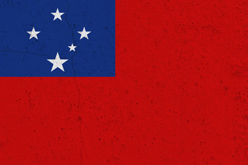 Samoa flag on concrete wall