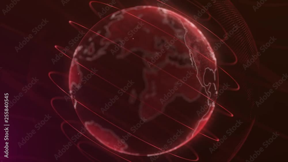 Poster pixel planet earth animation. animation of space with digital exploding earth, abstract world map ba