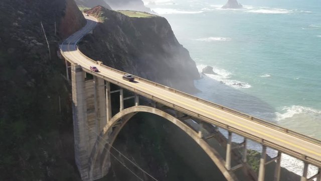 Aerial BigSur Bixby Bridge US K&uuml;sten Strasse