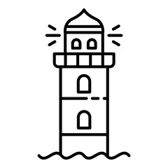 Marine lighthouse icon. Outline marine lighthouse vector icon for web design isolated on white background