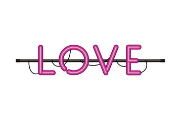 love label in neon light isolated icon