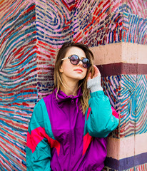 Young woman in Blazer of 90s style