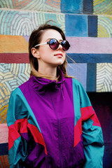 Young woman in Blazer of 90s style