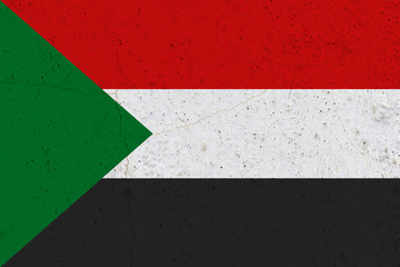 sudan flag on concrete wall
