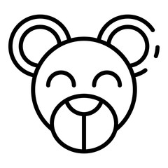 Teddy bear face icon. Outline teddy bear face vector icon for web design isolated on white background