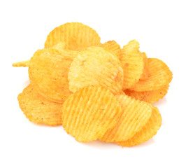  Potato chips isolated on white background