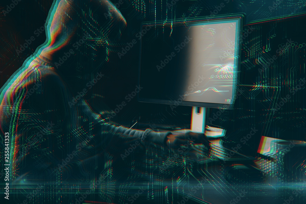 Fototapete Hacker using computer