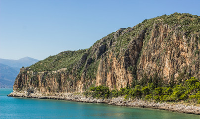 Mediterranean sea mountain cape outdoor colorful summer scenery landscape  