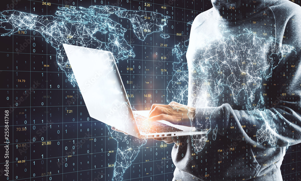 Poster global network and malware concept