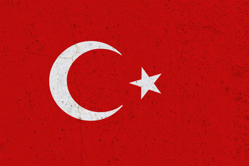 Obraz premium Turkey flag on concrete wall