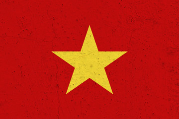 Vietnam flag on concrete wall