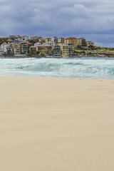 beautiful seaside landscape during sunny day with intense colours, coastal town