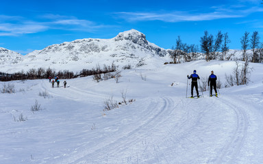 Cross country skiers in Jotunheimen, Norway