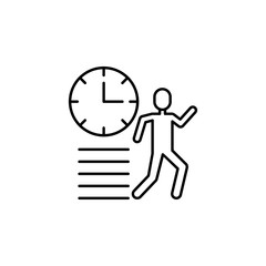 Fototapeta na wymiar Time management, clock, hustle, speed, time, working icon. Element of time management icon. Thin line icon for website design and development, app development. Premium icon