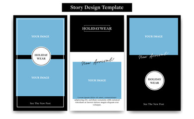 Social Media Story design template frame in black white classic style for fashion, promotion, or flyer ads banner