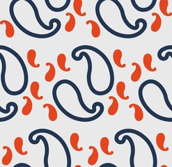 Seamless pattern of beautiful paisley cucumbers on a white background. Turkish, Indian, Persian. Vector illustration